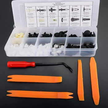 

146Pcs Universal Boxed Hybrid Car Fastener With Clips & Fastener Remover Car Bumper Rivet Fixer Hood Fender Fixing Clip