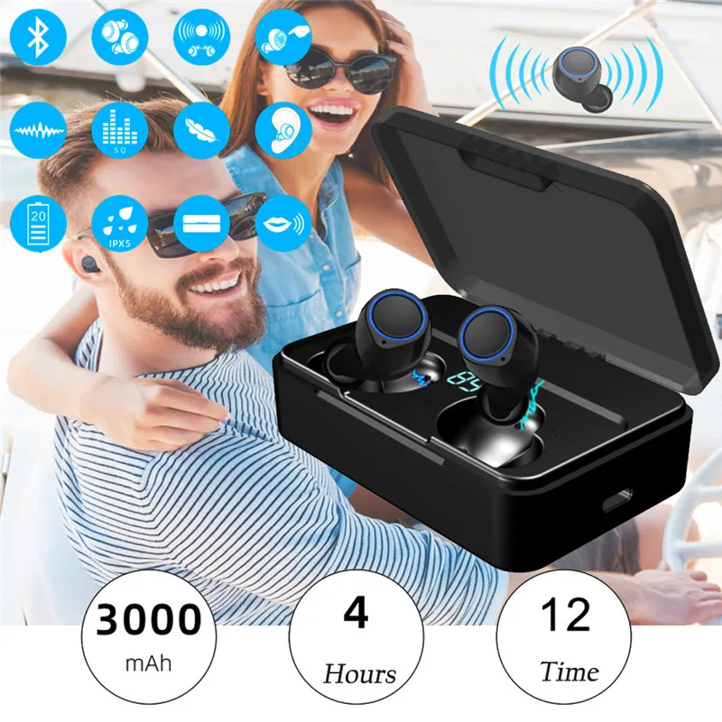 Мини TWS беспроводные Bluetooth наушники IPX5 водонепроницаемые спортивные с зарядным устройством наушники Встроенный микрофон#2