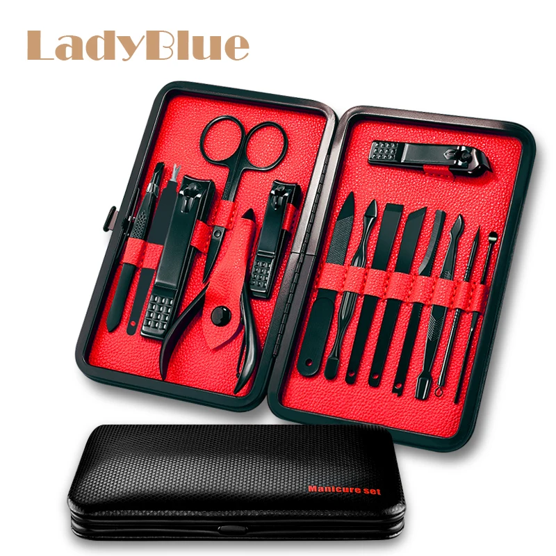 

15pcs/set Stainless Steel Nail Set Pedicure Blackhead Remover Nose Hair Scissor Ear Pick Cuticle Pushe Manicure Cosmetic tool