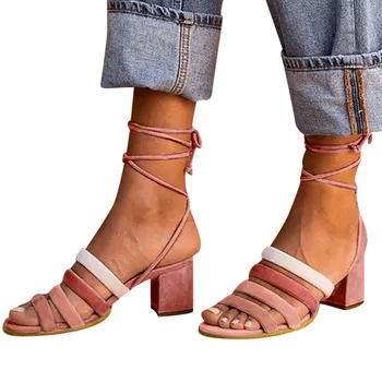 

Summer Ladies Sandals Retro Lace Sandalias de mujer Plus Size Low Heel High Heel Platform Open Toe Shoes Women Single Shoes