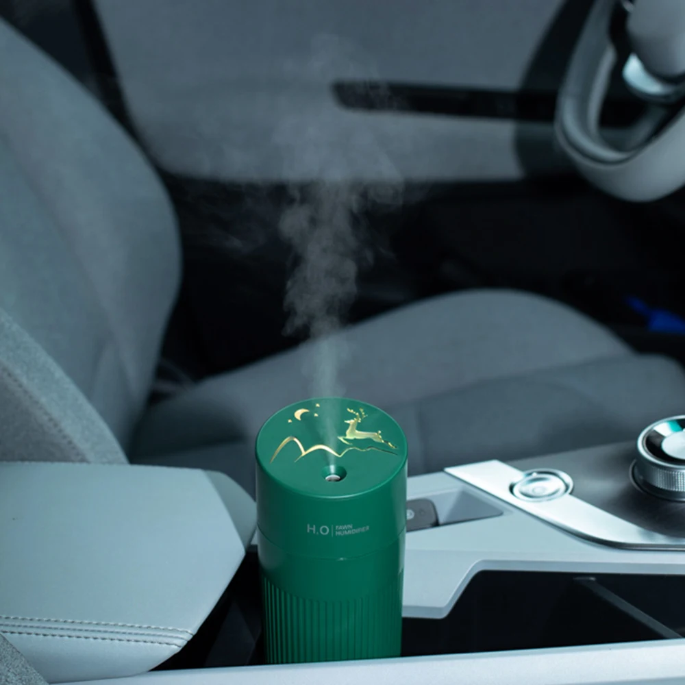 

420ml Mini Deer Ultrasonic Car Humidifier Cartoon USB Mist Maker with Colorful LED Night Lamps Mini Office Air Purifier