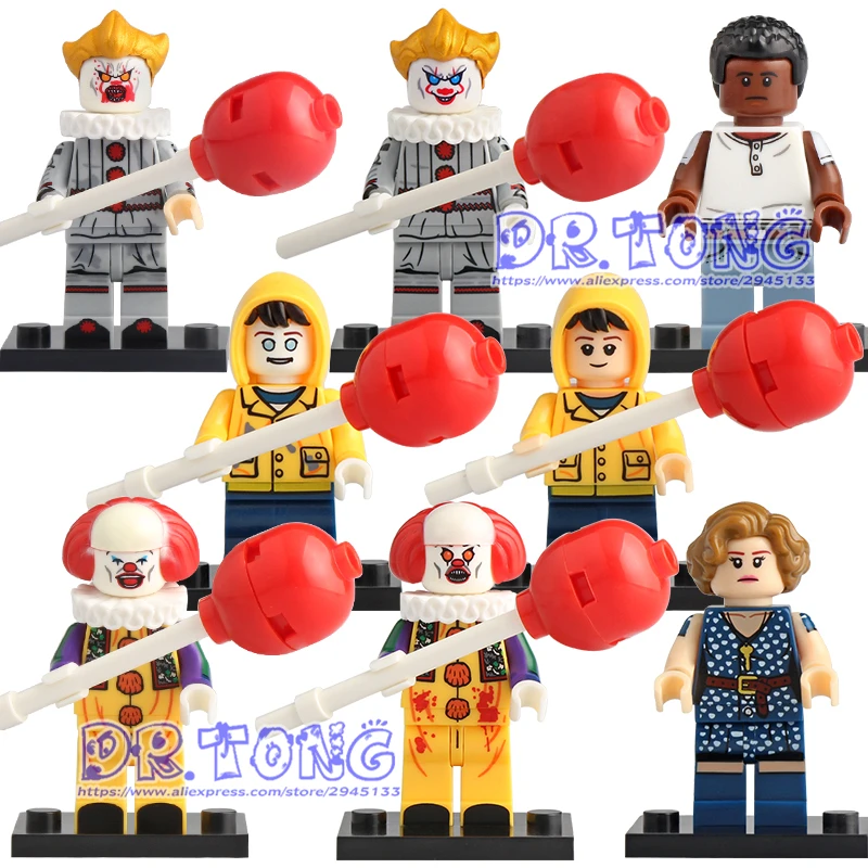 50 шт. фильм ужасов Pennywise клоун Джордж Беверли выбирали Джейкобса фигурки Кирпичи Строительные блоки игрушки подарки KT1012