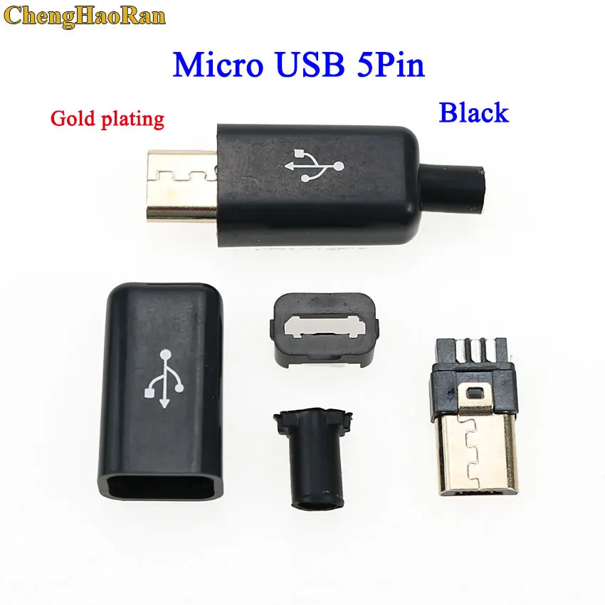 ChengHaoRan 1 шт. 5A USB Тип разъёма на Тип-c Мужской USB 5-контактный разъем Micro USB разъем Мужской Женский Разъем - Цвет: D-Black