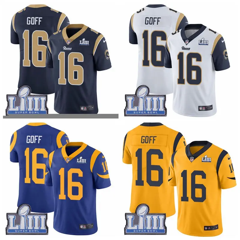Супер Rams Bowl Лос-Анжелес Джерси 16 Джаред Гофф 30 Тодд Герли II 99 Аарон Дональд все Прошитые американские футбольные майки