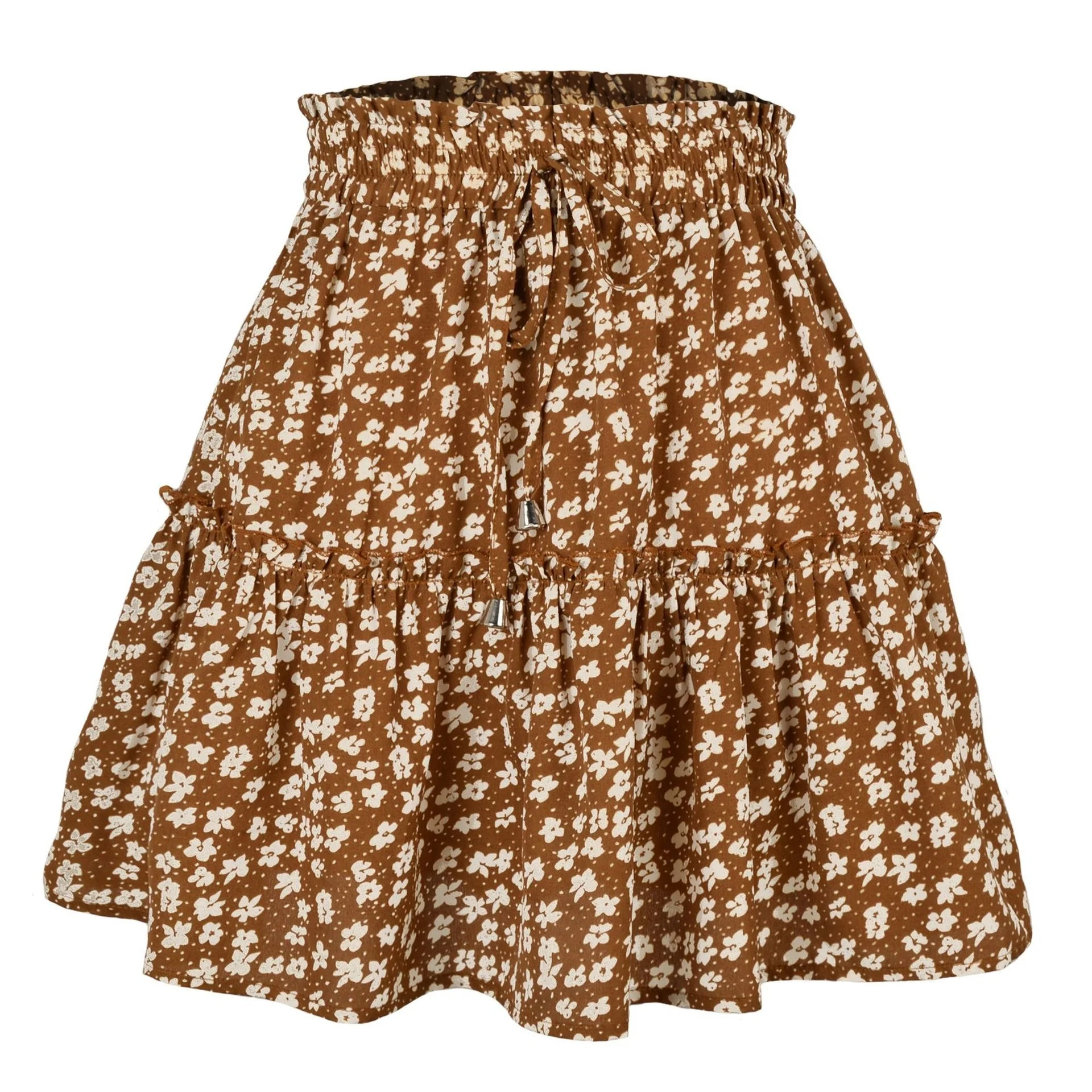 Alelly Women's Floral Print Ruffle Skirt – High Waist A-Line Swing Mini Skirt For Summer & Beach - View #11