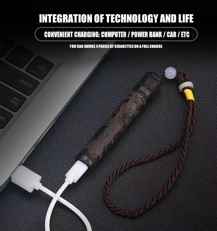 Blow and blow automatic induction sandalwood lighter USB charging windproof electronic lighter tungsten cigarette lighter gadget