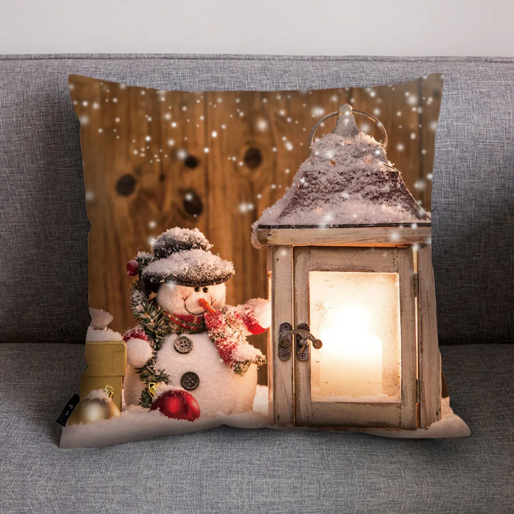 Чехол для подушки креативный разноцветный Рождественский хлопковый льняной квадратный льняной чехол для подушки декоративная подушка лучший подарочный чехол