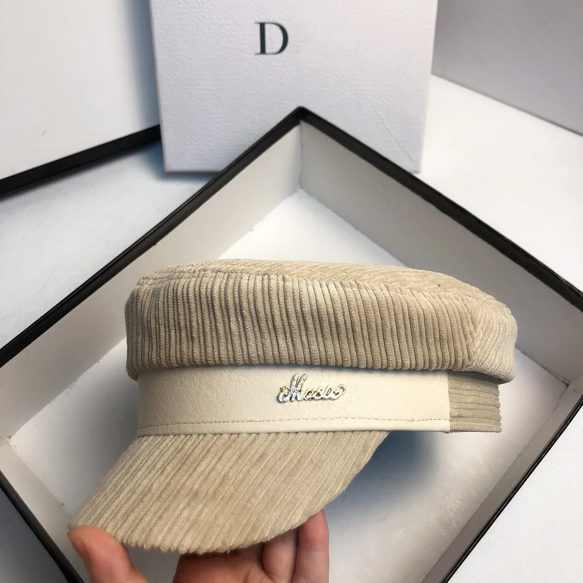 

QPALCR Fashion Hats For Women Military Hat Autumn Flat Top Sailor Captain Cap Travel Cadet Hat Black Brown Corduroy Navy Caps