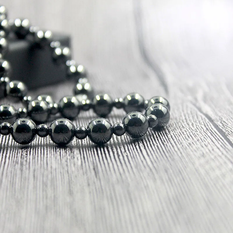 Women necklace men necklace Magnetic Hematite Stone 8mm Round Beads Beaded Necklace Healing Therapy For Men and Women