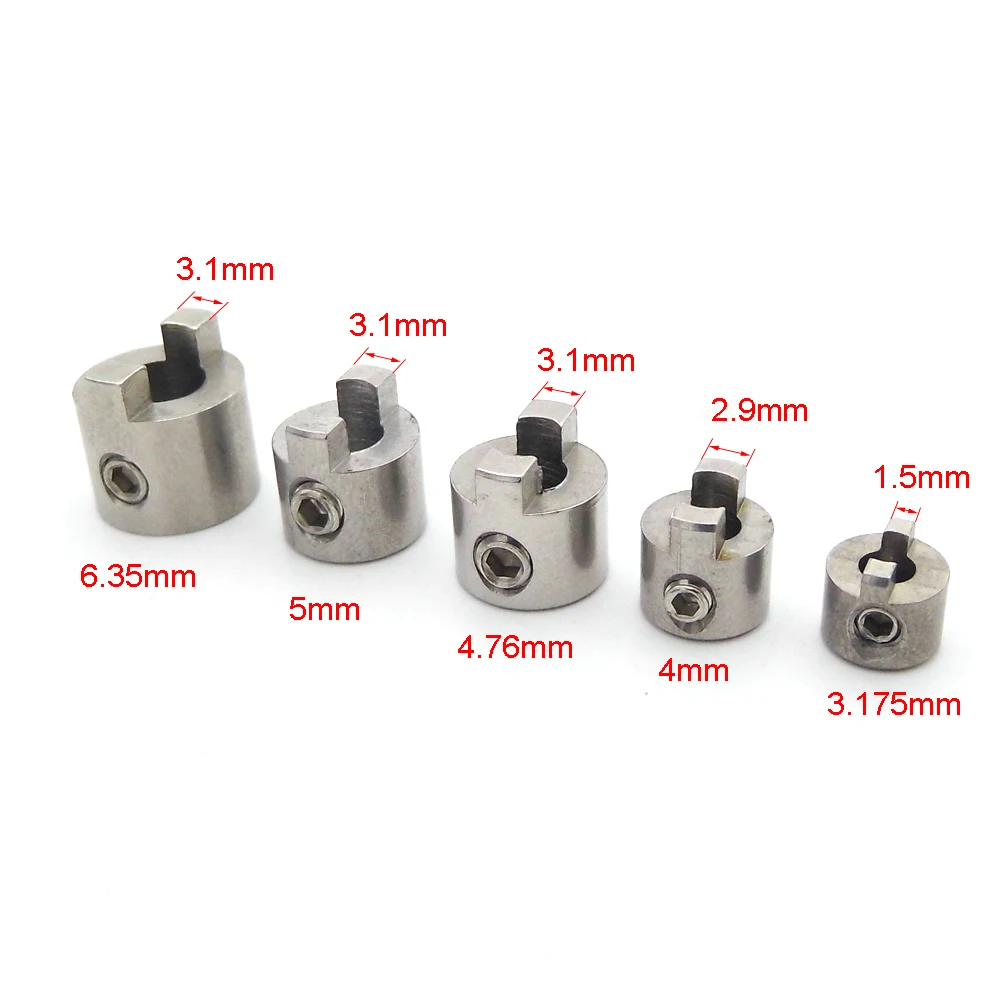 Kit 10 Adattatori Per Elica In Acciaio Inox Per Barca RC - Albero 3mm, Diametro 7mm, Con Viti - 2