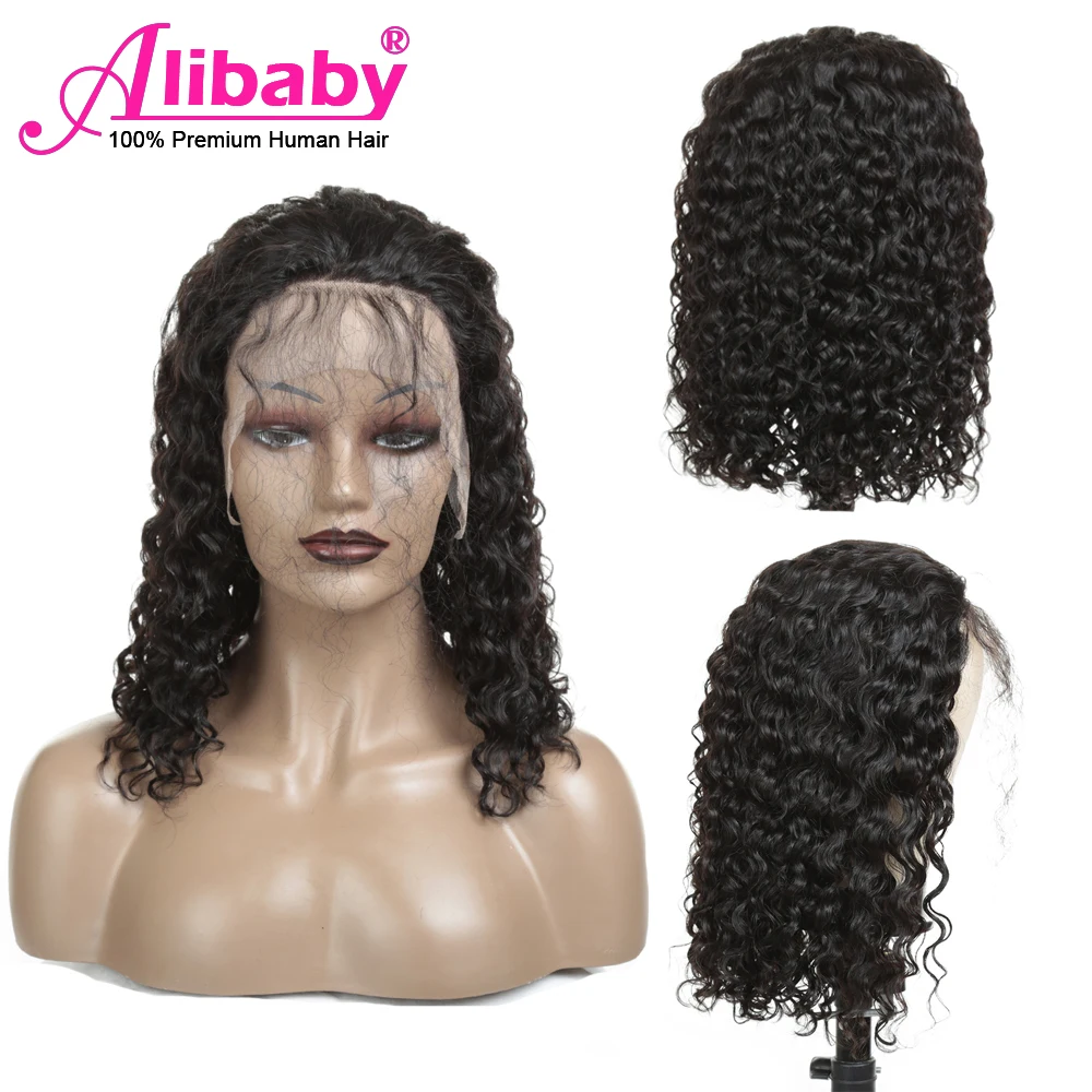 Alibaby перуанские парики на шнурках спереди Pixie Cut парик «пучок» Remy натуральный цвет 4 x4 парик на шнуровке прямые человеческие волосы парики 8-16