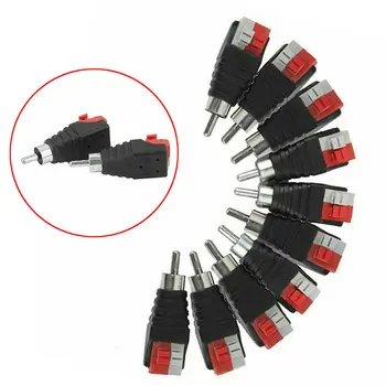 

10pcs Speaker Wire Cable To Audio Male RCA Connector Adapter Plug Parts Set Kit