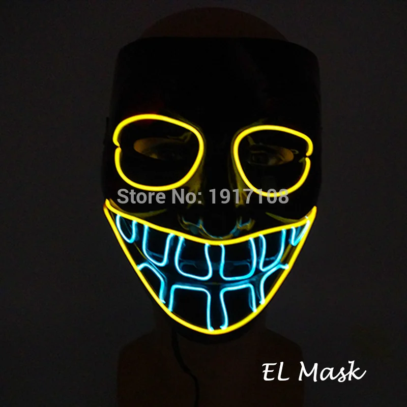 mask 2 Горячая мода EL Wire светящаяся ужасная Маска Новинка светодиодный сверкающая маска светящиеся Вечерние Маски для Хэллоуина страшные вечерние украшение для костюмированного представления - Цвет: mask 2
