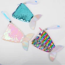 Горячая Распродажа, кошелек с блестками и хвостом русалки для девочек, кошелек для монет, маленький кошелек