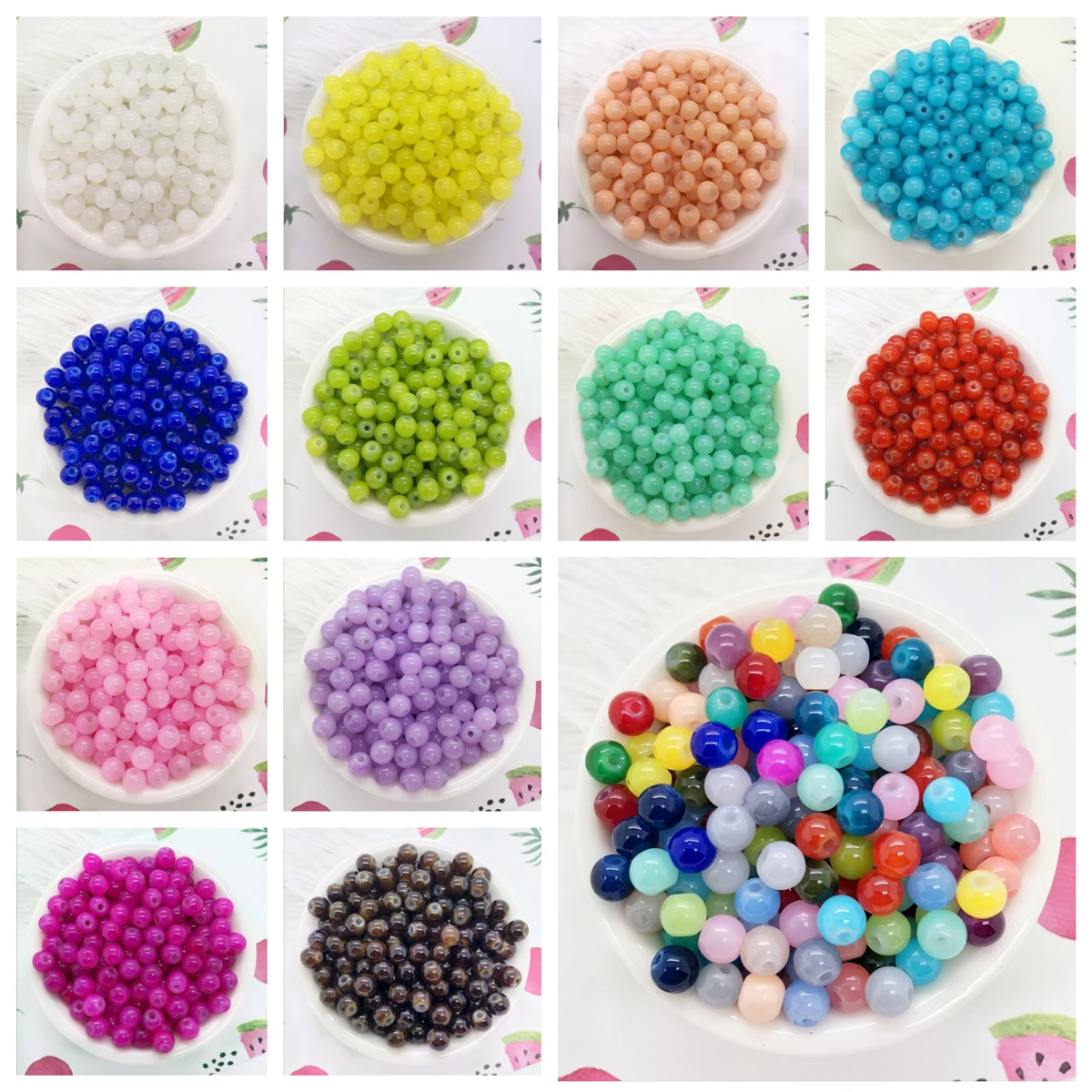 

NEW DIY 4/6/8mm Glass Round Pearl Spacer Loose Beads Pattern Jewelry Making