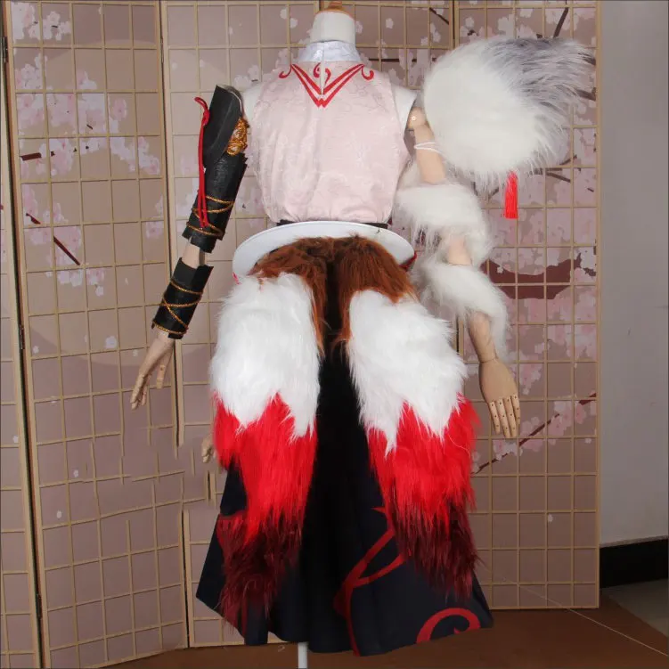 Индивидуальный размер SSR Onmyoji Hakuzosu костюм кимоно для косплея платье wafuku Униформа костюмы для Хэллоуина аниме одежда COS топ+ брюки+ хвост
