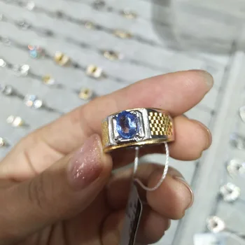 

shilovem 925 silver sterling real Natural sapphire Rings fine Jewelry party trendy men ring new plant gift 5*7mm lj050788agl