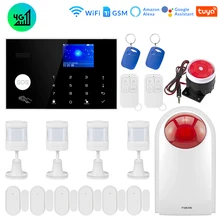Tuya – système d'alarme de sécurité domestique, wi fi, GSM/4G, capteur de mouvement, avec application de contrôle, Compatible avec Alexa et Google Home