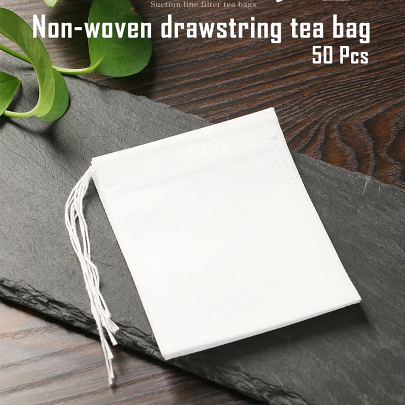 Medcine Bags Multifunction Tea Non-woven Seal Filter Drawstring Pouch Cook Herb Spice Tools Coffee Pouches 50Pcs/Lot | Дом и сад