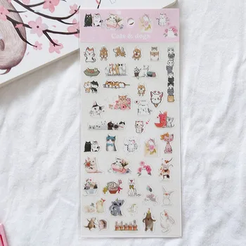 

1 Sheet Lovely Cats and Dogs Mini Diary Album Decorative Stickers DIY Decoration