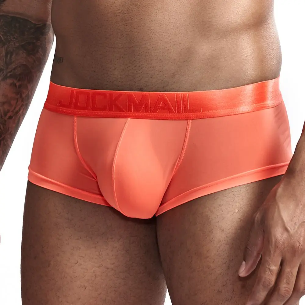 Orange JOCKMAIL, ультратонкое сексуальное нижнее белье, мужские боксеры, одноцветные, выпуклые, мужские трусы, Короткие трусы, мужские трусы-боксеры - Цвет: Orange
