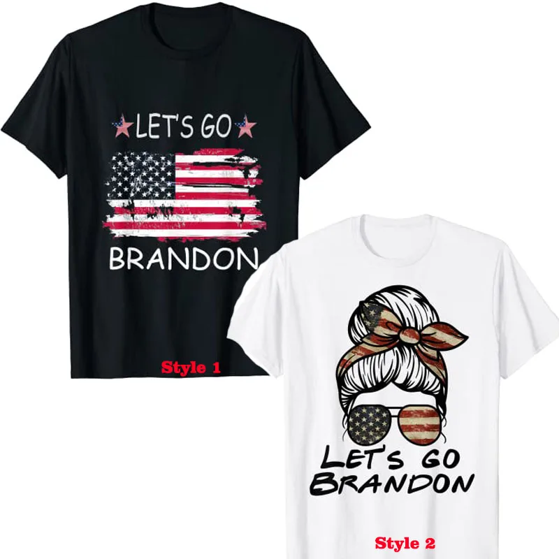 Let'S Go Brandon Disordinati Bun Tee Conservatore Anti Liberal Us Flag T-Shirt Divertente Scherzo Politico Top