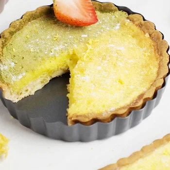 

6 Pcs/Set Non-Stick Pie Pizza Pan Molds Cake Square and Round Mould Removable Bottom 4 Inch Mini Tart Pans Bakeware