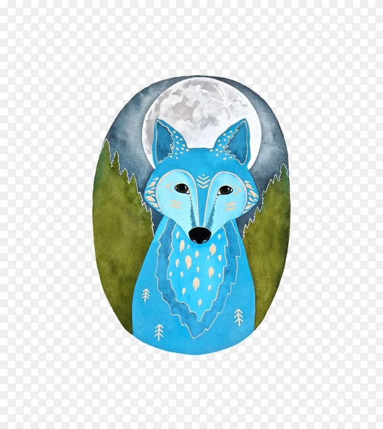 灰狼水彩画狐狸插图 蓝色狐狸png图片素材免费下载 图片编号 Png素材网