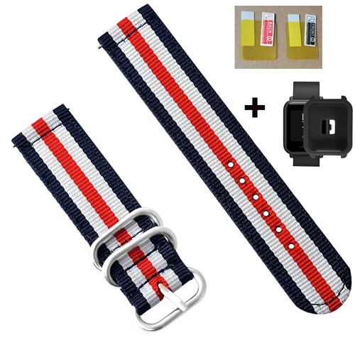 Colorful YHNUJM полотно холста для Amazfit ремешок 20 мм для Xiaomi Huami Amazfit Youth Bip Смарт часы ремешок браслет - Цвет: Colorful