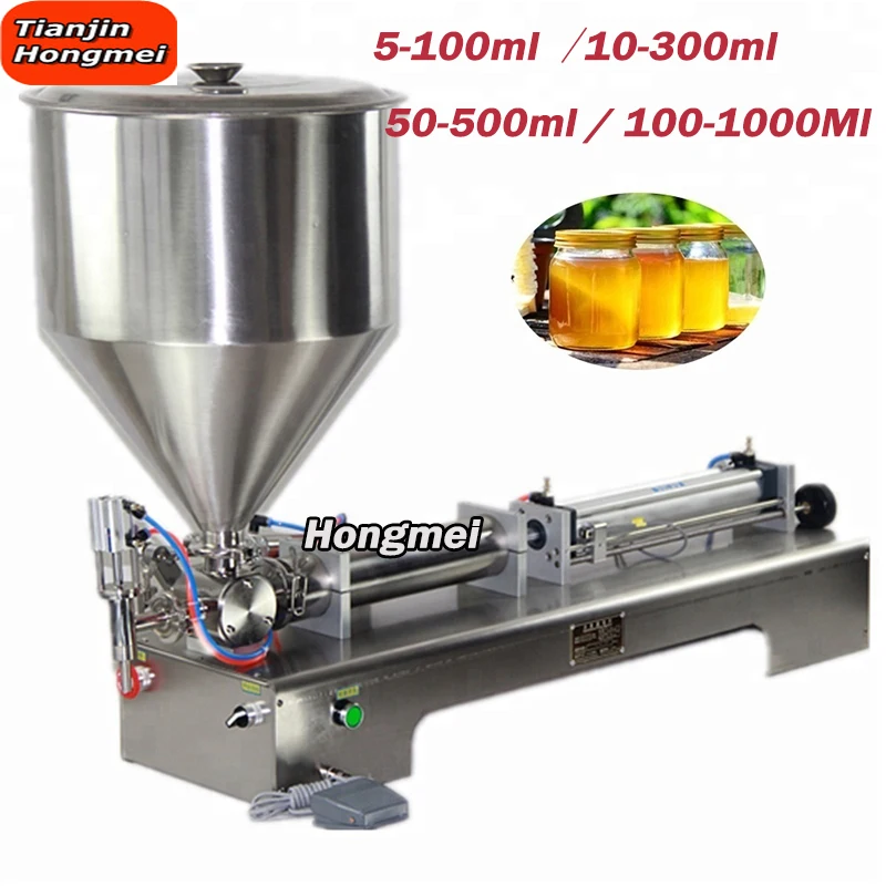 Semi Automatic Small Liquid Water Bottle Piston Filling Machine Chemical Jam Honey Shampoo Cream Paste Filler Machine 1000ML