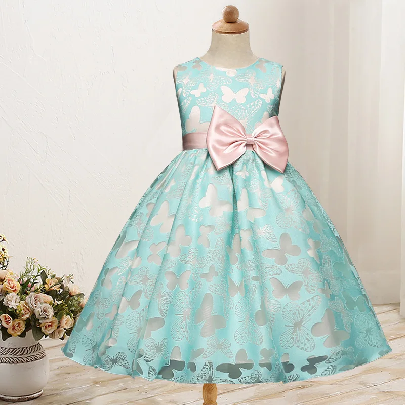 

Cross Border for GIRL'S Gown Butterfly Dress Dresses of Bride Fellow Kids Costume Printed Princess Skirt a Generation of Fat