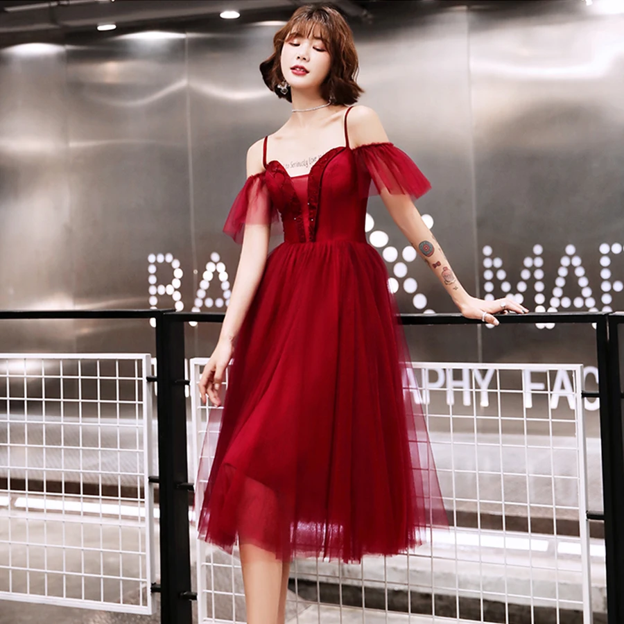Это Yiiya выпускное платье цвета Бургунди милое платье на бретельках vestidos de gala элегантного размера плюс длина чай женское торжественное платье E1282