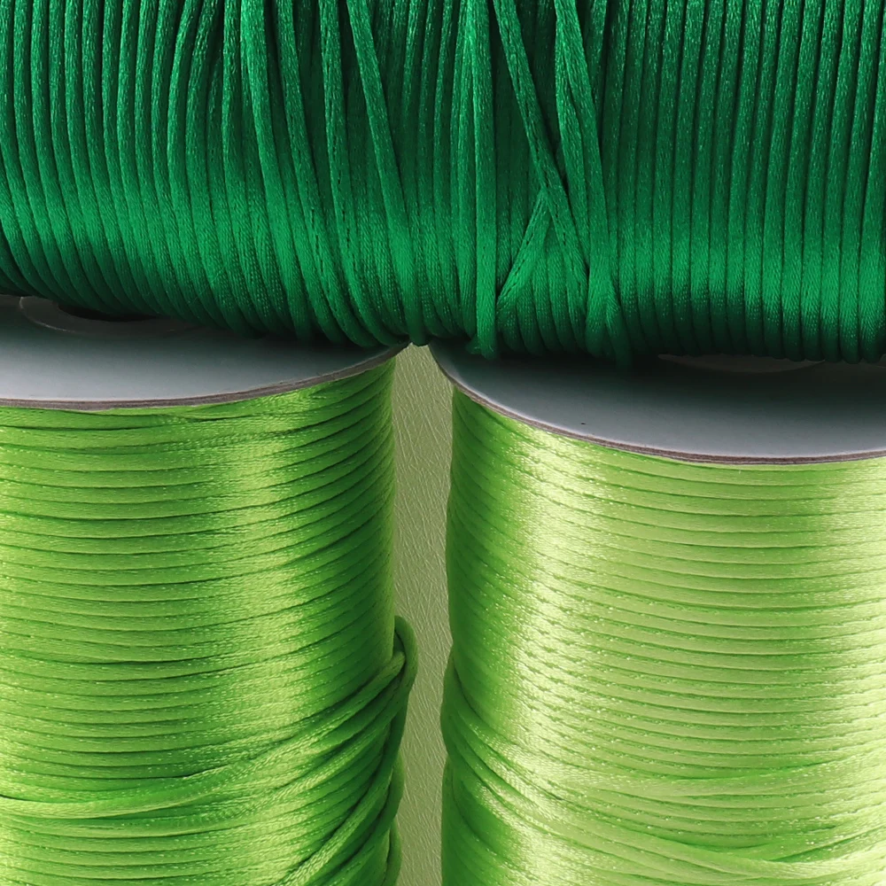 1.5mm Chinese Knot Braided Rope Green Silk Macrame Satin Cord Weave Jewelry Findings Beading Decorative Thread Handmade DIY