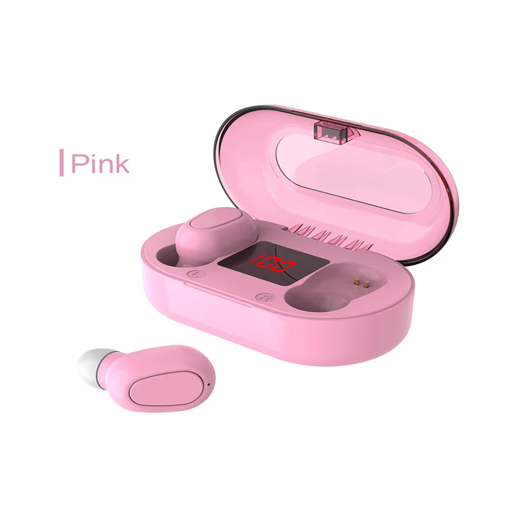 L22 Pink With LED Bluetooth беспроводной TWS наушники светодиодный дисплей IPX5 Водонепроницаемый Стерео шум игра подходит с микрофоном для iphone xiaomi huawei - Цвет: L22 Pink With LED