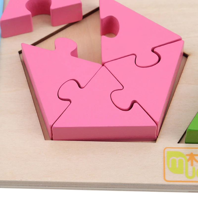 Baby Kids Wooden Toys Geometry Educational 3D Jigsaw Blocks Montessori Early Learning Educational Toy Children Gifts