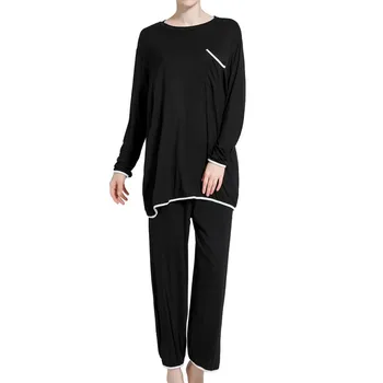 

New Long Sleeve Pajamas Autumn Women Modal Long Sleeve Trousers Suit Solid Color Fashion Pyjamas Set