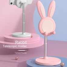 

New Desktop Telescopic Phone Stand Holder Cute Bunny Rabbit Portable Universal Adjustable Desk Tablet Bracket for Easter Gifts