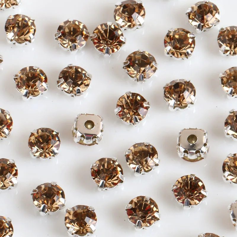 Elegant Silver Claw Sew-On Round Rhinestones for DIY Needlework and Wedding Attire