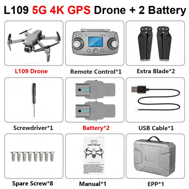 L109 Профессиональный Дрон с ESC 4K камерой 5G gps WiFi FPV Бесщеточный Контроль расстояния 1000 м RC вертолет Квадрокоптер игрушка SG907 - Цвет: L109 5G 4K 2B E