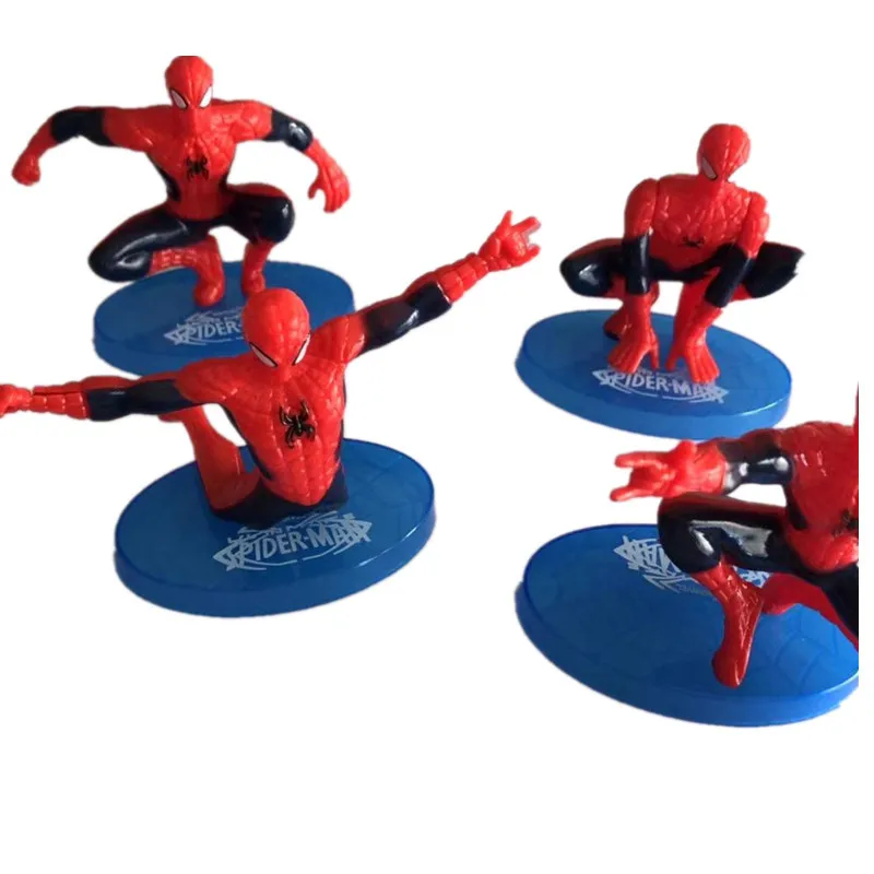 7pcs / Set Plastic Spiderman Decoration 7 Decorative Superman with Base PVC Action Figure Collectible Model Doll Anime Figure