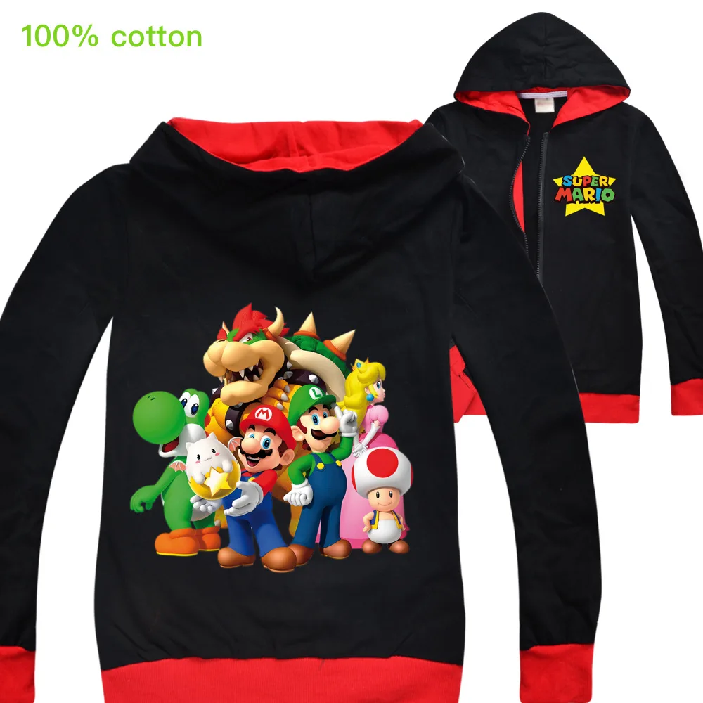 Классический мультфильм Mario Bros Супер Марио Луиджи, гриб Толстовка Костюмы Детская толстовка с капюшоном для мальчиков; куртки для девочек; свитер для детей; куртки тонкая одежда для детей