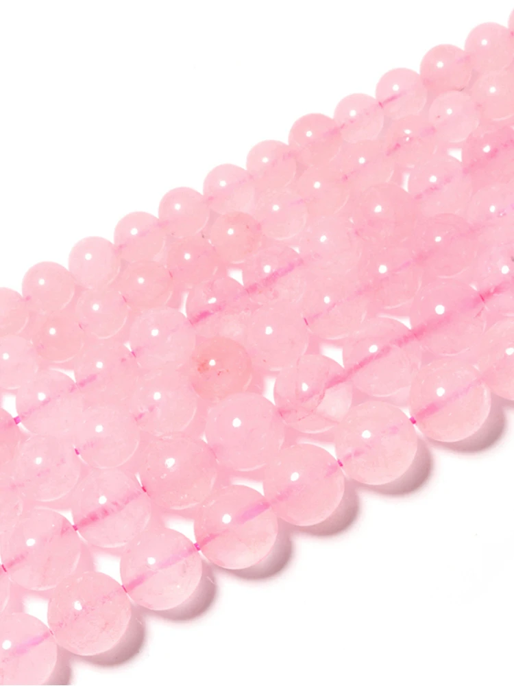 1 strang 6/8/10mm Rosa Quartzs Kristall Lose Spacer Perlen Naturstein Perlen Für Schmuck DIY machen Armband Zubehör – Detail 5