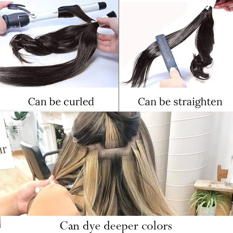 LuxyBeauty Tape In Remy Наращивание волос Человеческие волосы 1"- 22" 20/30шт. Прямые двухсторонние уток для волос с кожей на клеях