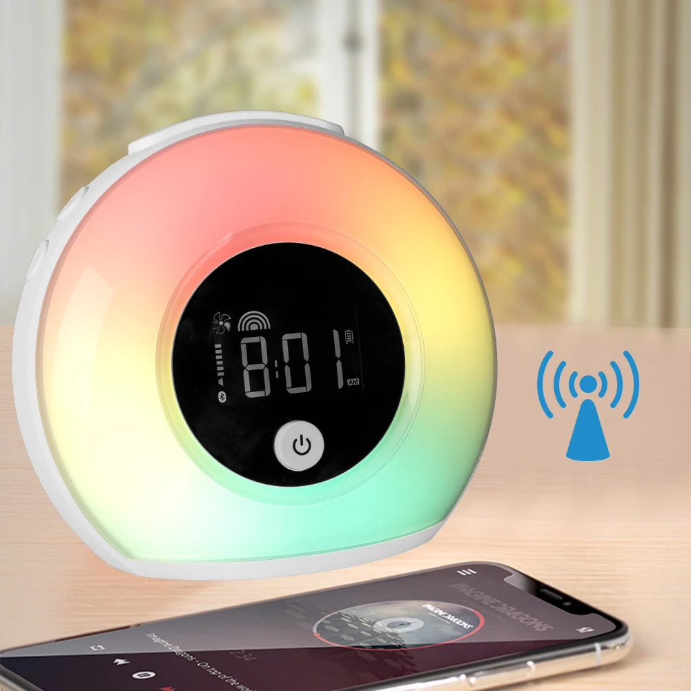 Coquimbo прикроватный светодиодный ночник с Bluetooth Динамик Красочный будильник ночник яркость регулируемая для детей спальни