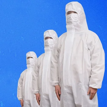 

White Prevent Bacterial virus Disposable Workwear Waterproof Oil-Resistant Coverall for Workshop Technology Clothes Overall Suit