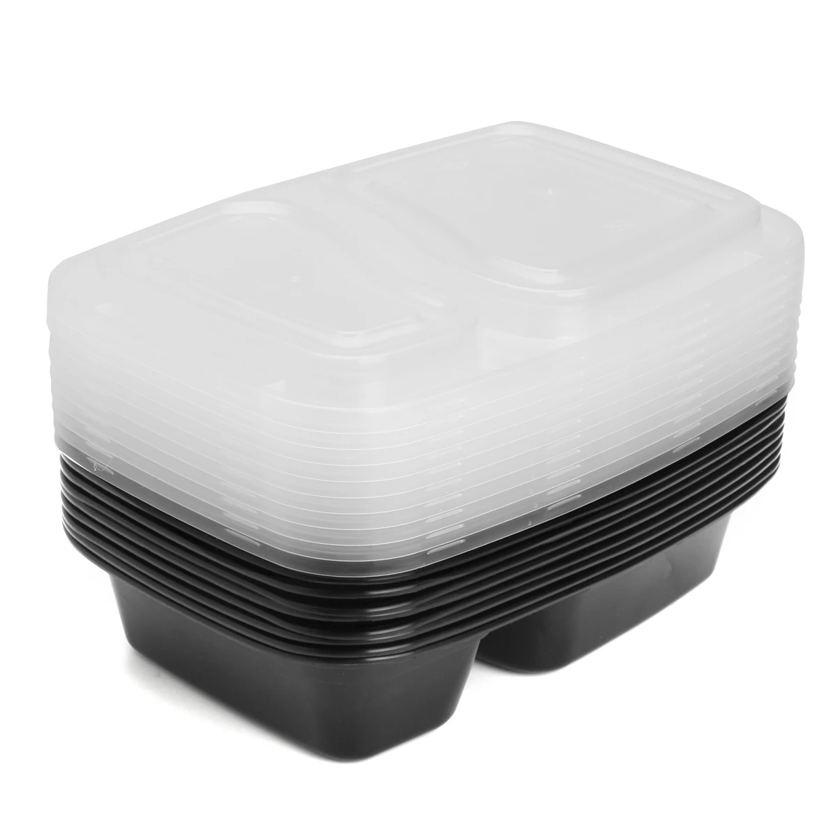 10 шт пластиковый многоразовый ящик для хранения еды, Ланч-бокс, 2 отсека, многоразовые контейнеры для разогрева, домашний Ланчбокс