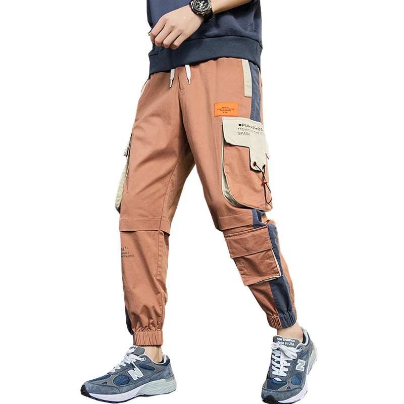 2022 Spring Men Cargo Pants Cotton Drawstring Joggers Trousers Ankle ...