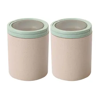 

2pcs 800ML Delicate Round Durable Portable Bamboo Storage Jar for Kitchen Home