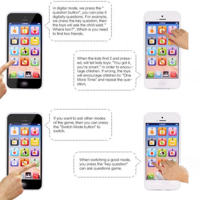 Kids Toys Educational Preschool Cellphone with LED Phone English Learning Baby Mobile Vocal Toys Chrismtas Gifts 4