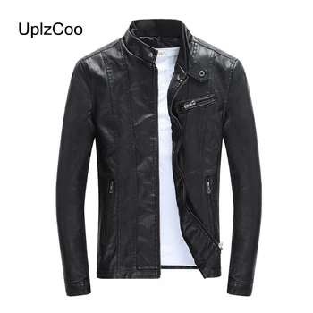 

UplzCoo 2019 Autumn Winter Men's Coat PU Leather Jacket Warm Motorcycle Velvet Casual Male Faux Leather Men's Clothing 3XL FM183